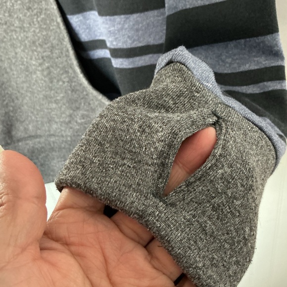 Adidas Ultimate Hoodie Gray, Black and Blue Striped Hoodie - Picture 5 of 6